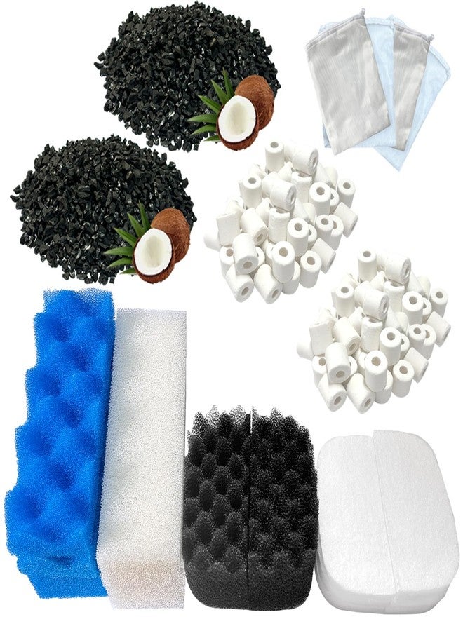 beaufan 24 Pack Aquarium Media Kit Replacement for Fluval 206/207 Canister Filters, Replacement Bio Foam Filters, Activated Carbon & Ceramic Rings (2 Sets Maintenance Bundle) - Image 1